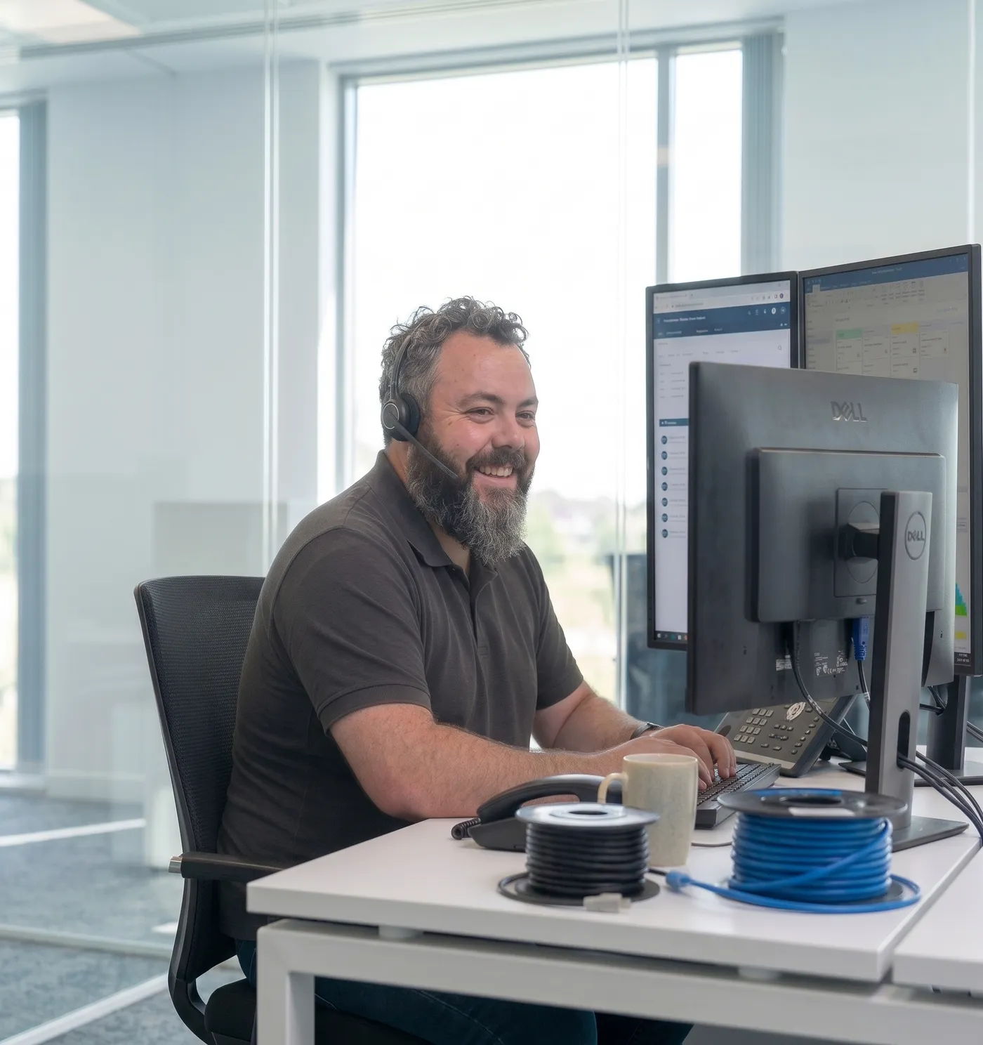 James Richards, founder of Octopus 365, on a support call